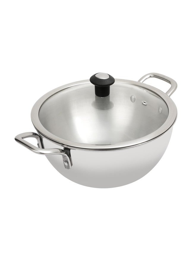 ROSTON Stainless Steel Triply Kadai, Traditional Indian Cooking Vessel(20cm/1.5l) - Image 1